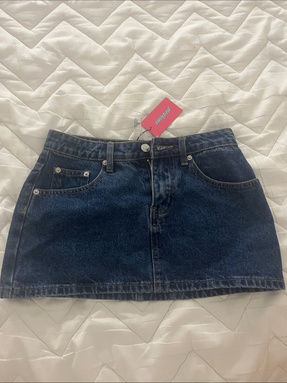 Dark Blue Denim Mini Skirt Edikted XS NWT